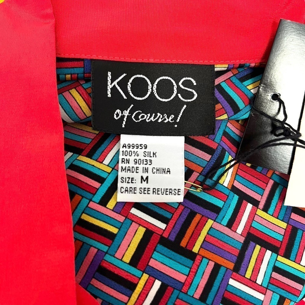 Koos of Course Womens Medium Red Silk Geometric Artsy Lagenlook Art-to-wear NWT - Picture 10 of 11